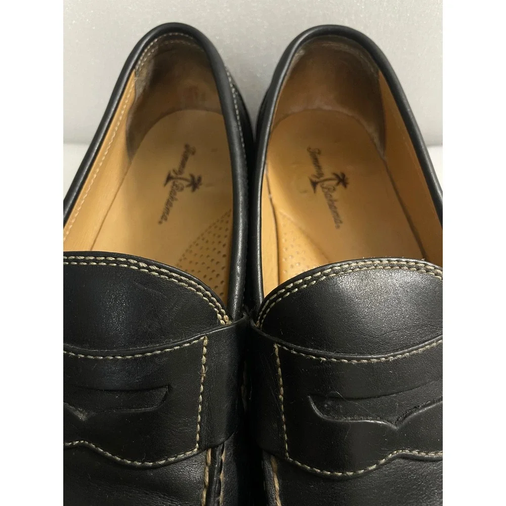 Tommy Bahama TB-255 Mens Black Leather Penny‎ Loafers Size 10.5 M